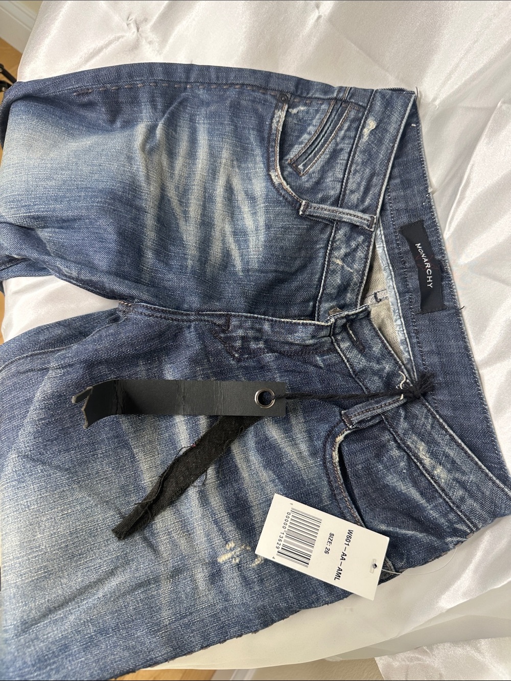 Monarchy Woman Chry Distressed Blue Denim Shorts